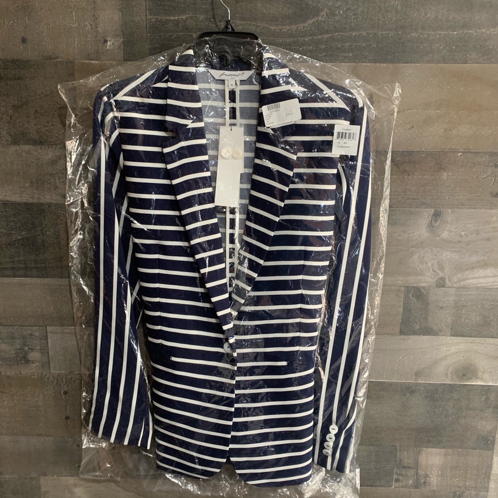 Foxcroft NYC Club Stripe Navy Blazer